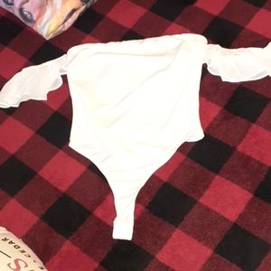 White bodysuit off shoulder